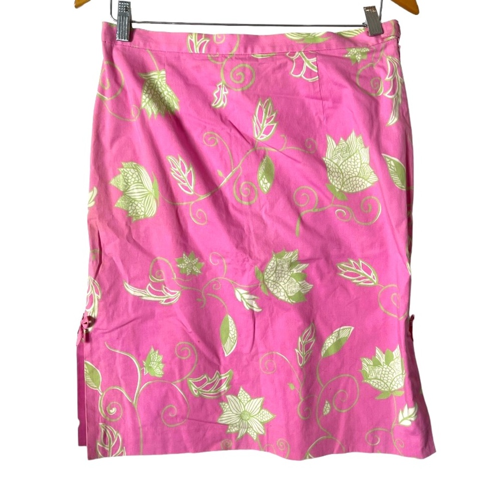 TIBI Pink Green Floral White Mini Skirt‎